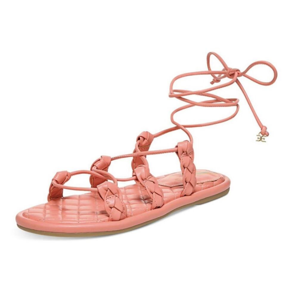 Sam Edelman Womens Zariah Sandals Size 8.5 M EU 38.5 Pink Strappy Lace Up NIB